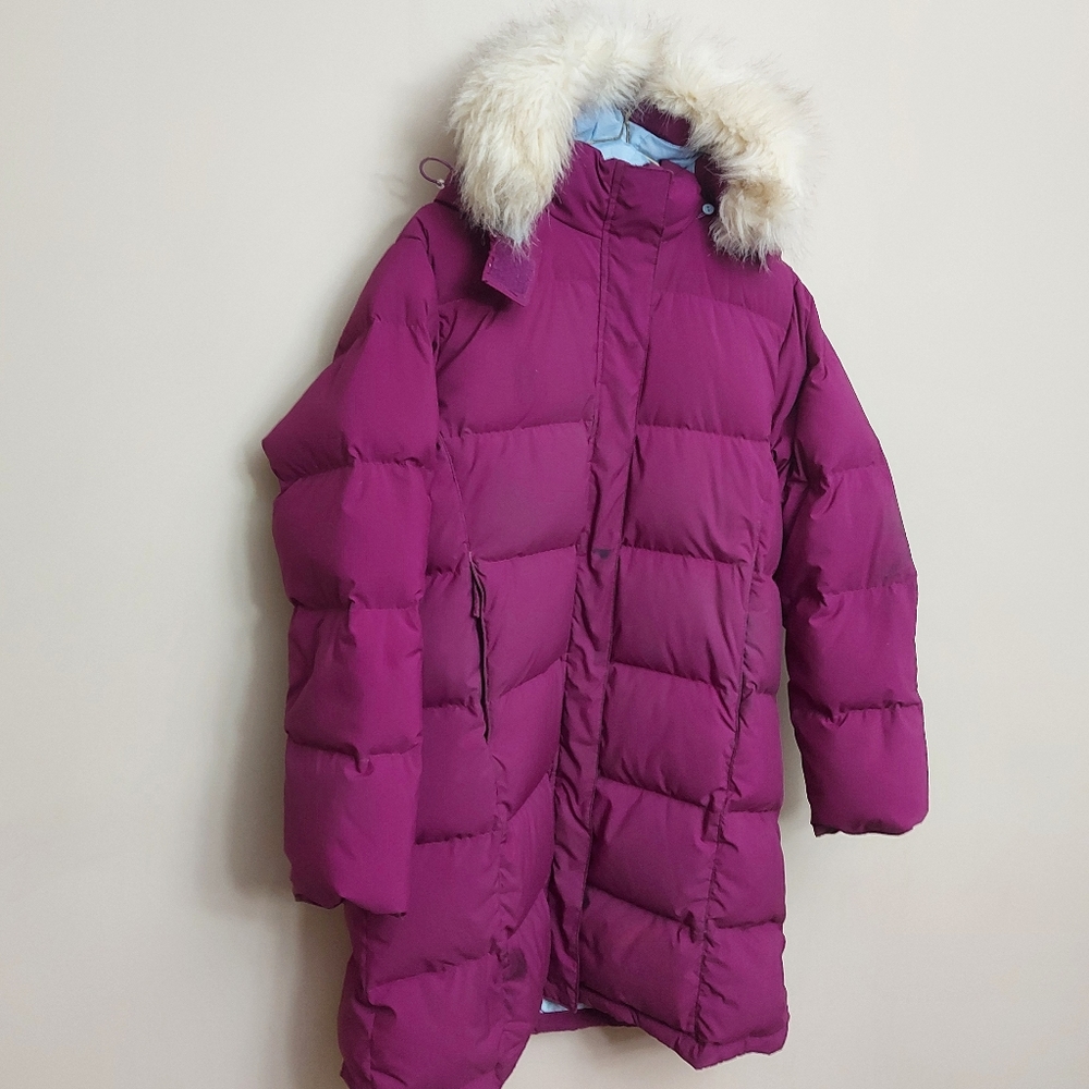 L.L.Bean goose down parka with removable fur trim and removeable hood Pink MedP